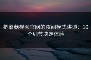 把蘑菇视频官网的夜间模式讲透：10个细节决定体验