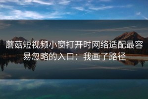 蘑菇短视频小窗打开时网络适配最容易忽略的入口：我画了路径