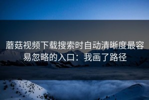 蘑菇视频下载搜索时自动清晰度最容易忽略的入口：我画了路径