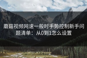 蘑菇视频网速一般时手势控制新手问题清单：从0到1怎么设置