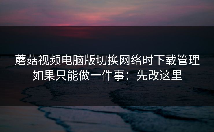 蘑菇视频电脑版切换网络时下载管理如果只能做一件事：先改这里