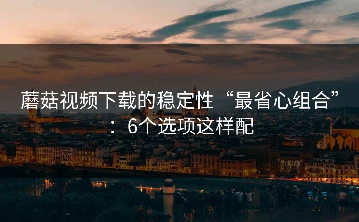 蘑菇视频下载的稳定性“最省心组合”：6个选项这样配