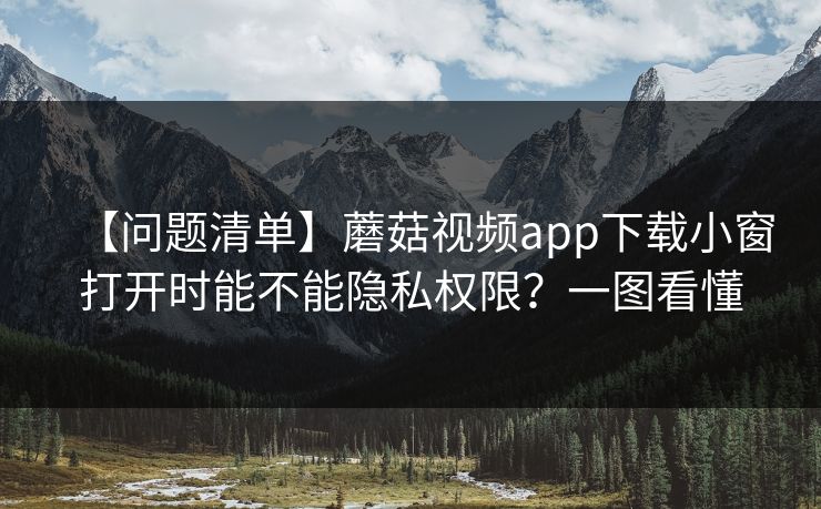 【问题清单】蘑菇视频app下载小窗打开时能不能隐私权限？一图看懂
